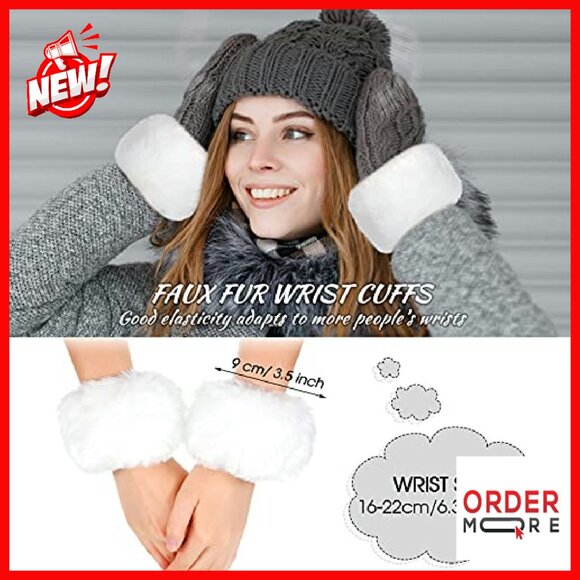 Faux Fur Headband Set with Wrist and Leg Warmers Winter Accessories - Picture 6 of 8